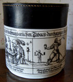 Tabakdose Keramik Lederdeckel mit Kork, schwarz/weiß, D 13 x H 13,5 cm, Vintage