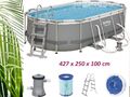 Bestway Power Steel Oval - Pool Set inkl. Filterpumpe, Leiter 427 x 250 x 100 cm