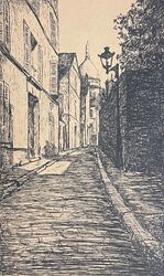 Paris Rue Saint-Rustique Montmartre Zeichnung Feder Von G Merry 1922 Frankreich