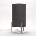 Tischleuchte Grau E27 25 cm Stoff Holz Modern Nachttisch Wohnzimmer Lampe B-Ware