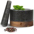 Mörser mit Stößel aus Granit & Holz Gewürzmörser Mortar and Pestle Ø15,5cm