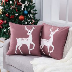 2er Weihnachtskissenbezug Dekorativer Samt Dekokissenbezug für Wohnzimmer Sofa