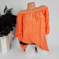 Italy Carmen Bluse Hängerchen Tunika Shirt Off Shoulder Gr- 38 40 42 44 Orange