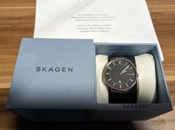 SKAGEN GRENEN SKW6459, Lederarmband, Mineralglas, Herrenuhr - Teildefekt