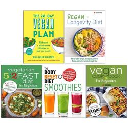 28-Day Vegan, Vegan Longevity, Vegetarian 5:2, Body Reset Diet 4 Books Set NEW