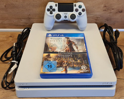 Sony PlayStation 4 Slim 500GB Weiß Glacier White mit Controller + Spiel-GETESTET