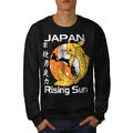 Wellcoda Rising Sun Japan Koi Herren Sweatshirt, Karpfen Freizeitpullover Pullover