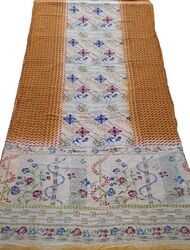 Pure Krepp Seide Saree 100% Seide Sari Indisch Vintage Bedruckter Stoff PCSS2397