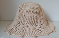 Damen Hut Bast Häkeloptik beige 57 cm