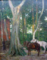 Gemälde: Pferde im Wald, Waldinneres, Paul Wilhelm Harnisch