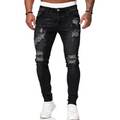 Herren Strech Destroyed Jeans Hose Slim Fit Männer Skinny Denim Hosen Jeanshose