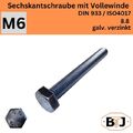 M6 DIN933 / ISO 4017 Sechskantschrauben Vollgewinde Maschinenschraube gal. verz.