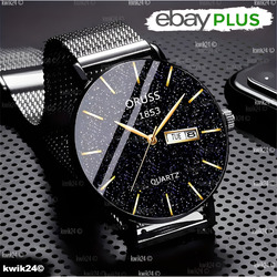 Edelstahl Armbanduhr Datum Luxus Herren Uhr Männer Quarz Uhr Herrenuhr schwarz✅ 1-2 Tage Ebay Versand ✅ Kostenlose Retour ✅ Anpassbar