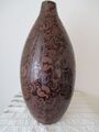 Vintage große dekorative Keramik-Bauch-Vase dunkelbraun Ornamente 30 cm hoch