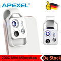 APEXEL Mini 200X Mikroskop Clip On-Mikroskope Lupe mit CPL & LED für  Smartphone