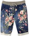 Damen Bermuda Shorts Baumwolle Kurze Hose Uni Farbe und Bedruckt Made in Italy