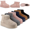 Damen Warm Gefütterte Plateau Boots Bequeme Profi-Sohle Schuhe 840733