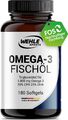 Omega 3 Kapseln hochdosiert - Fish Oil Softgel 500mg EPA 250mg DHA 180 Kapseln