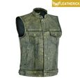 Leatherick Sons of Anarchy Top Grain Biker Lederweste offene Knopfweste 