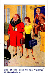 Vintage Sammlerstück MAURICE Comics Postkarte eine der besten Schwiegermütter gehen