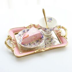 *NEU* Baby Pink Vintage Vitorianischer Stil Dekorgestell Spiegel Tablett/Waschtisch Tablett