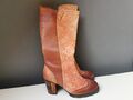 Laura Vita France Damen Stiefel 37 braun orange Muster Leder Absatz