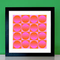 Op-Art Poster Bild Leinwand Druck - orange pink flieder Sixties 60er 70er Jahre