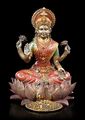 Lakshmi Figur auf Lotusblüte bronzefarben - Indische Göttin Glück Liebe Blume 