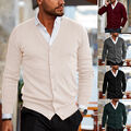 Einfarbiger Cardigan Für Herren Mit Knöpfen Lässiger Strickpullover O