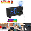 LED FM Radiowecker mit Projektion Digital Funkuhr USB Dimmbar Tischuhr Alarm DE