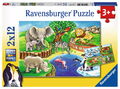 2 X 12 Teile Ravensburger Kinder Puzzle Tiere im Zoo 07602