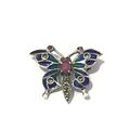 Art Deco Stil Rubin Marcasitblau Schmetterling Revers Brosche Pin STERLINGSILBER 