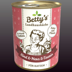 Betty`s Landhausküche Rind & Herz 6x200g/400g-Taurin 1000 mg