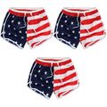  3 stücke frauen casual lose sport shorts amerikanische flagge muster schnell