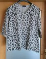 BEXLEYS Woman Shirt 3/4 Arm, grau-schwarz Größe XL, V-Ausschnitt mit Glitzerrand