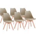 6er Set Esszimmerstühle Esszimmerstuhl Design Stuhl Küchenstuhl PU-Kissen Beige
