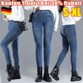 Frauen Stretch Hüfthose Hose Jeans-Look Röhre Skinny Leggings Treggings Jeggings