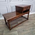 Retro Vintage Eiche Holz Telefon Sitz Stuhl Flur Eingang Tisch Schlafzimmer