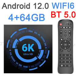 Android 12.0 Smart TV BOX 6K HD 4+128GB Quad Core WIFI BT 5.0 Media Player 2023