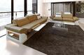 Sofagarnitur Designercouch Leder MONZA 3-2er modern LED Beleuchtung sandbeige