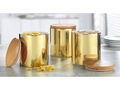 Esmeyer Porzellandosen mit Bambusdeckel 3er Set (gold, 15cm) - B-Ware sehr gut