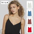 VILA Damen Elegantes Spaghetti Top leicht V-Ausschnitt Legeres Oberteil