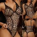 Sexy Damen Leopard Bodysuit Dessous Reizwäsche Einteiler Stringbody Unterwäsche