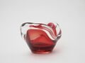 MURANO VETRI GLAS SCHALE ÜBERFANG ROT SEXY OYSTER OBJECT VINTAGE 1970s 70er MCM