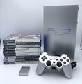Playstation 2 PS2 FAT Konsole Silber SCPH-50004 + Controller + 9 Spiele