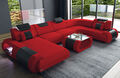 Stoff Wohnlandschaft Stoffsofa Couch Design Couch Beleuchtung Rimini U Form Rot