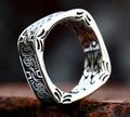 EDELSTAHL Ring Bandring Quadrat Mittelalter Gothic Gotik