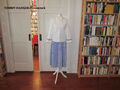 CALIBAN Bluse Gr. 36 weiß-blau NEU-wertig 3/4-Ärmel Baumwoll-Mix Sommerbluse