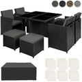Poly Rattan Aluminium Sitzgarnitur Cube Gartenmöbel Lounge Set 4 Stühle Tisch