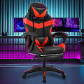Massage Gaming Stuhl +Kopfstütze,Fußstütze Racing Bürostuhl Drehstuhl Bürostuhl